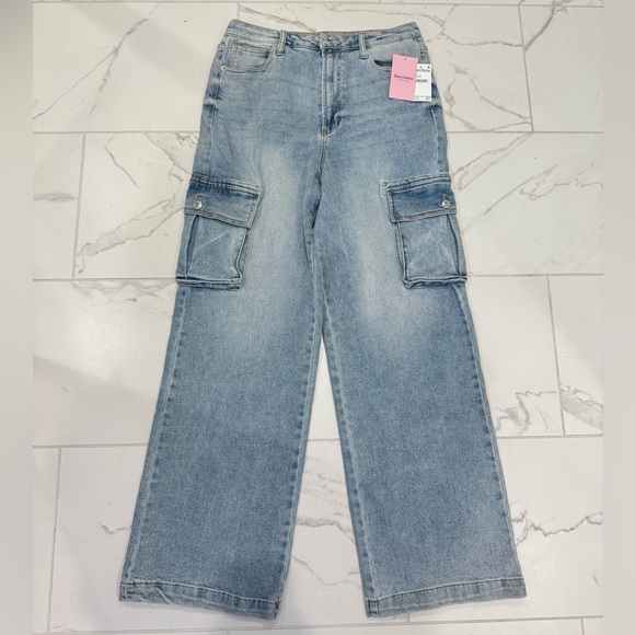Juicy Couture Light Blue Relaxed Cargo Jeans - Picture 1 of 5